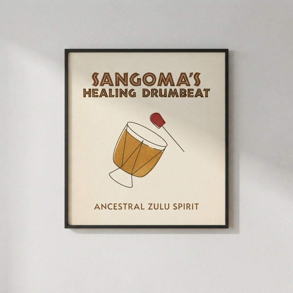 Ancestral Zulu Spirit — Sangoma's Healing Drumbeat Poster mockup
