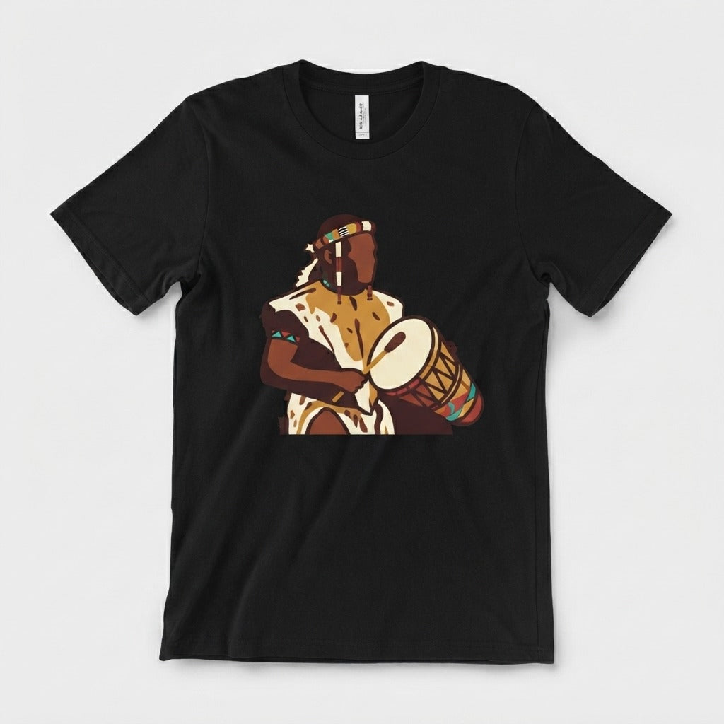 Ancestral Zulu Spirit — Sangoma's Healing Drumbeat Tee mockup