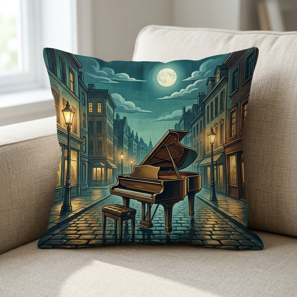 Calm Piano Nights — Anxiety Rain Pillow mockup