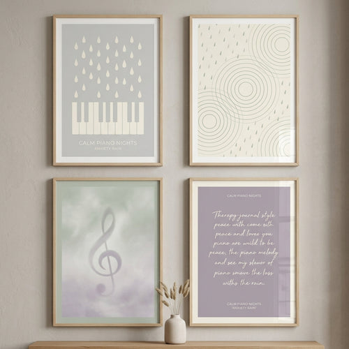 Calm Piano Nights — Anxiety Rain Poster