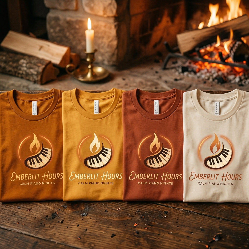 Calm Piano Nights — Emberlit Hours Tee mockup