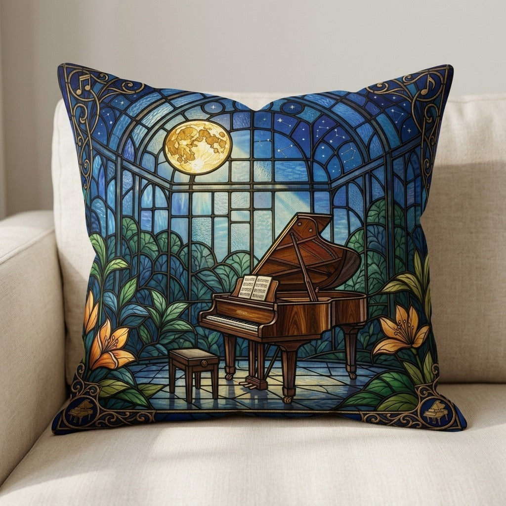 Calm Piano Nights — Glass Garden Nocturne Pillow mockup