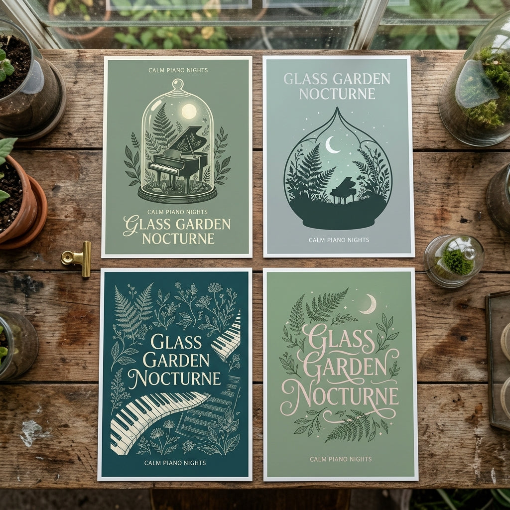 Calm Piano Nights — Glass Garden Nocturne Poster mockup