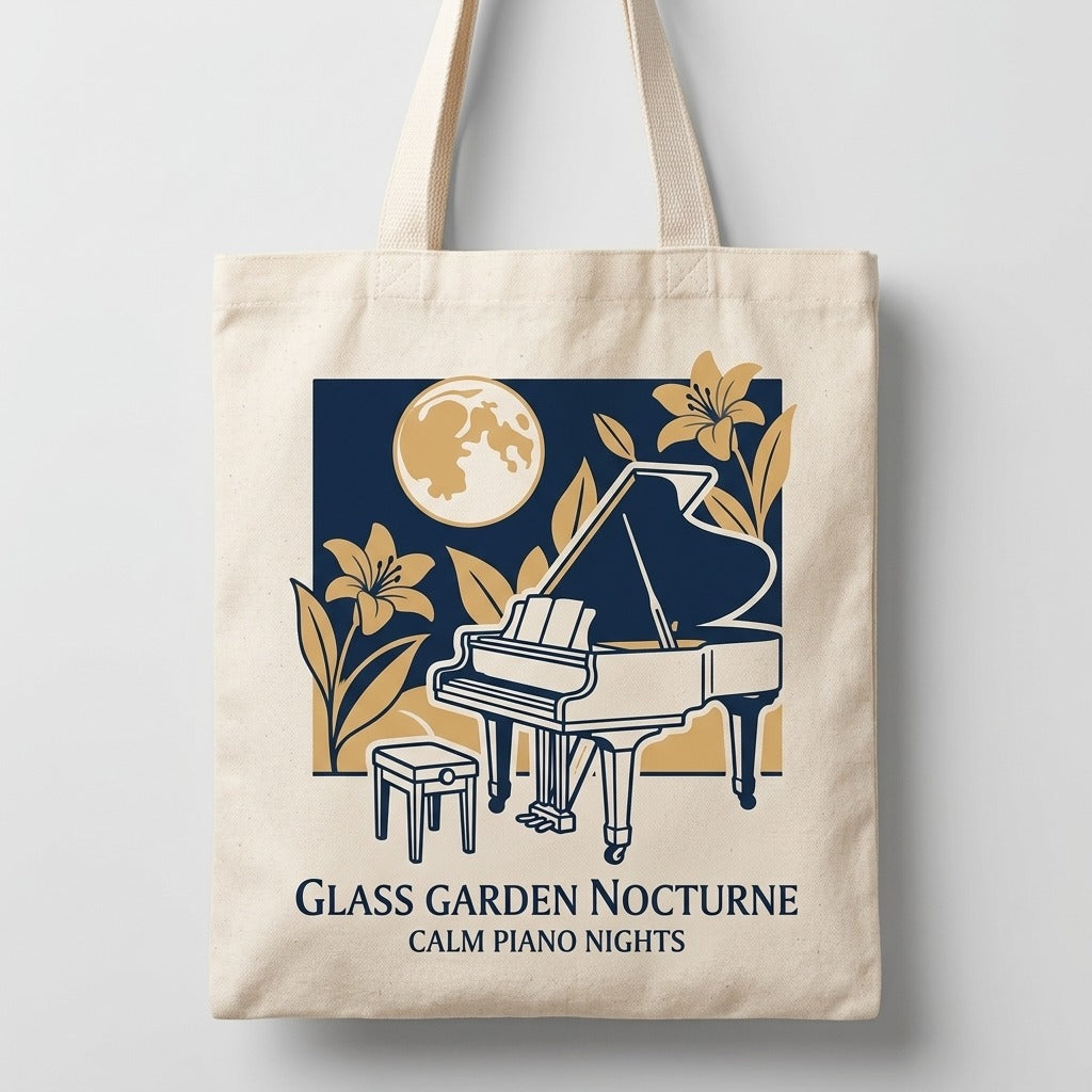 Calm Piano Nights — Glass Garden Nocturne Tote mockup