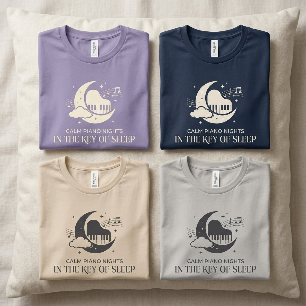 Calm Piano Nights — In the Key of Sleep Tee mockup