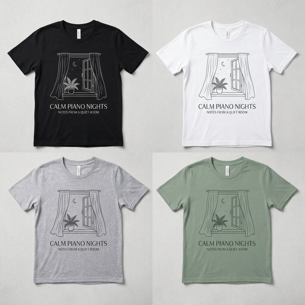 Calm Piano Nights — Notes from a Quiet Room Tee — design 2