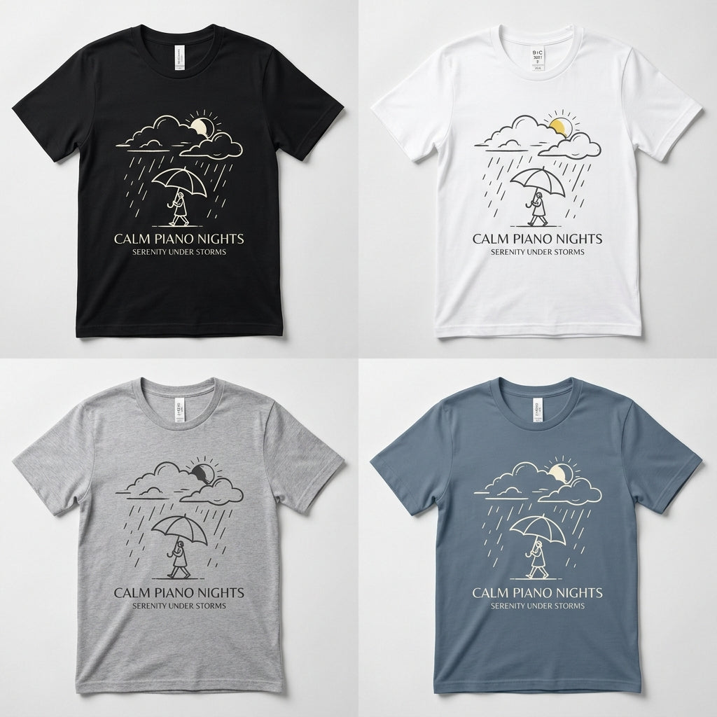 Calm Piano Nights — Serenity Under Storms Tee — design 3