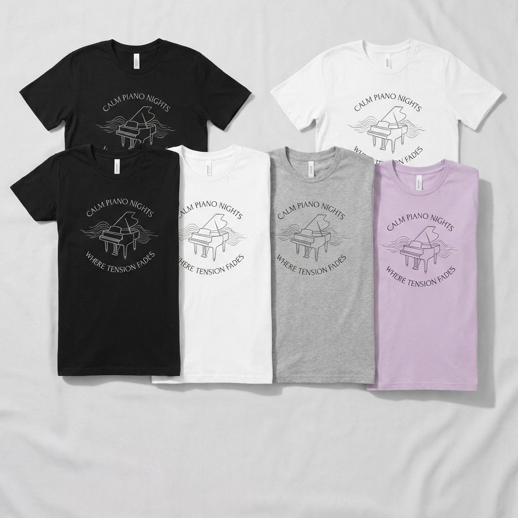 Calm Piano Nights — Where Tension Fades Tee — design 3