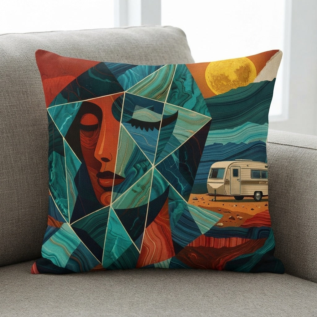 Caravan Jazz — Cracked Prism Pillow mockup
