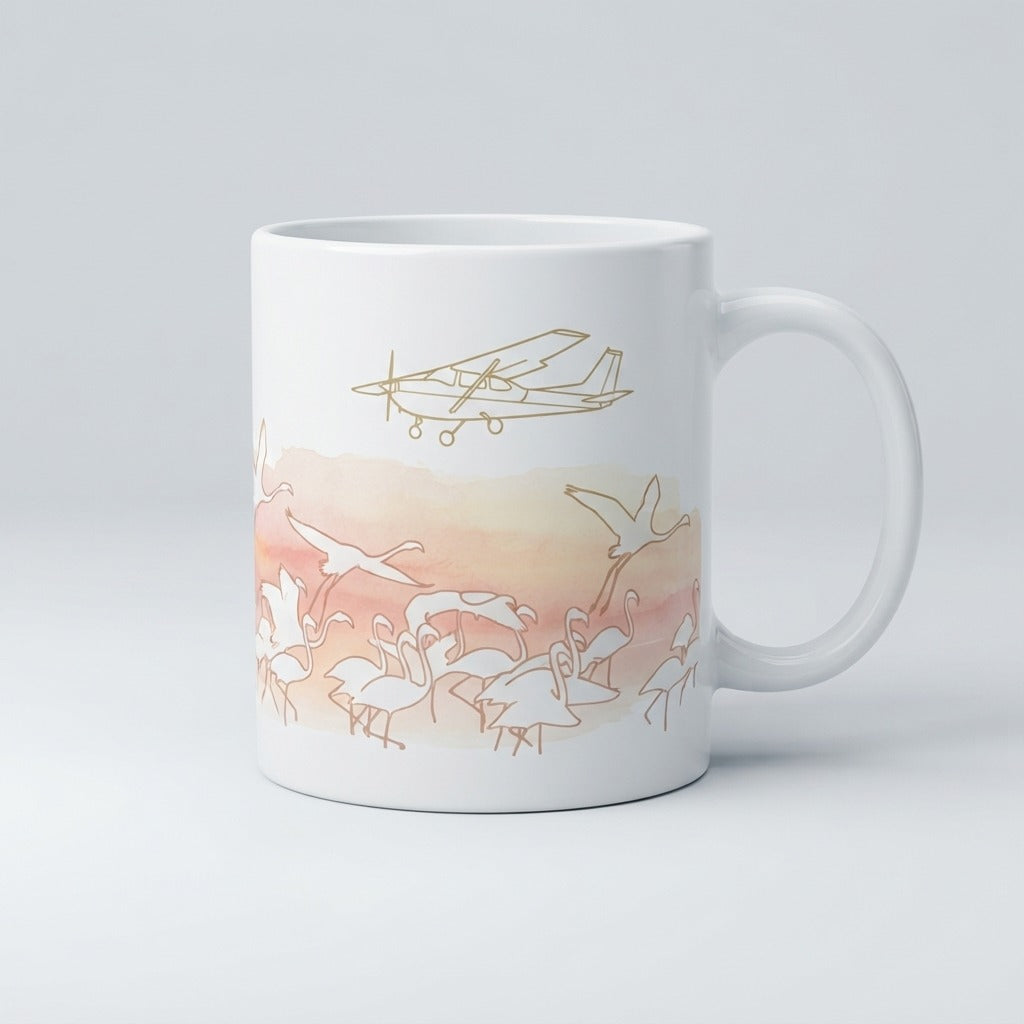 Cheap Flights to Nowhere — Holy Flamingoes Mug mockup