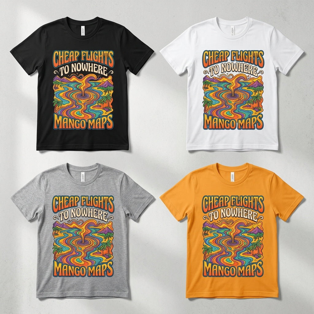 Cheap Flights to Nowhere — Mango Maps Tee — design 3