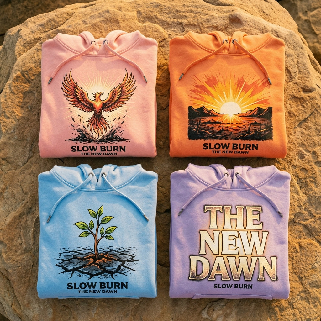Slow Burn — The New Dawn Hoodie mockup