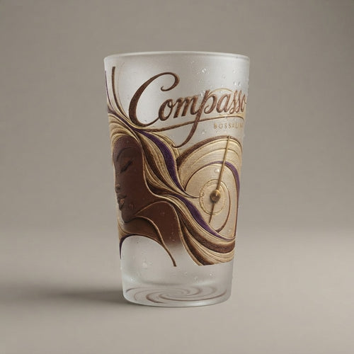BOSSALINA — Compasso Frosted Pint Glass, 16oz