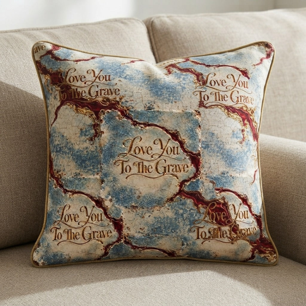 Cinema Letters — Love You To The Grave Pillow — product mockup