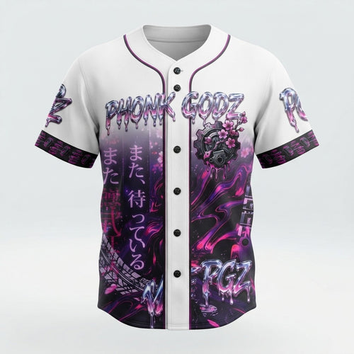PHONK GODZ — WATASHI O MATTE IRU Short Sleeve Full-Button Baseball Top