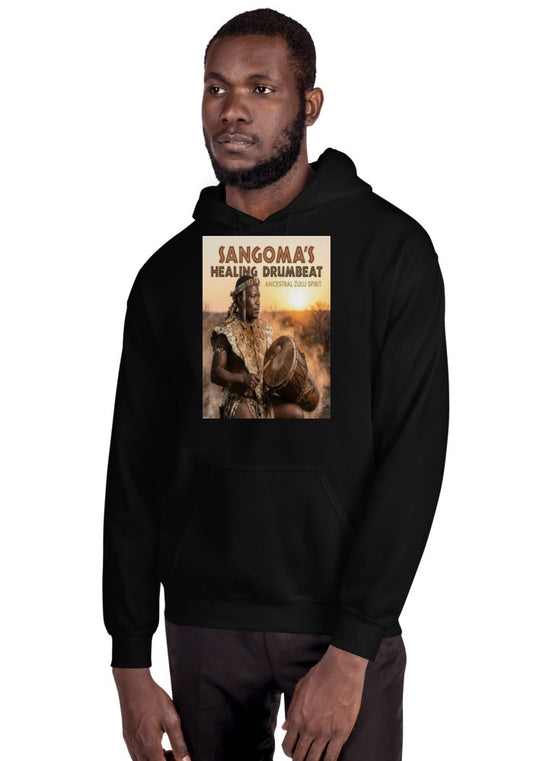Ancestral Zulu Spirit — Sangoma's Healing Drumbeat Hoodie mockup