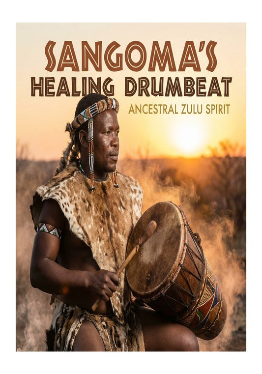 Ancestral Zulu Spirit — Sangoma's Healing Drumbeat Poster mockup
