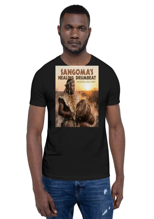 Ancestral Zulu Spirit — Sangoma's Healing Drumbeat Tee mockup
