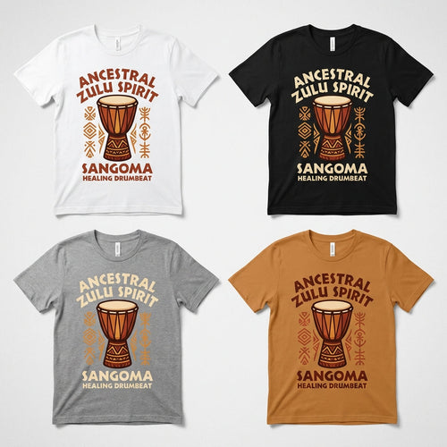 Ancestral Zulu Spirit — Sangoma's Healing Drumbeat Tee