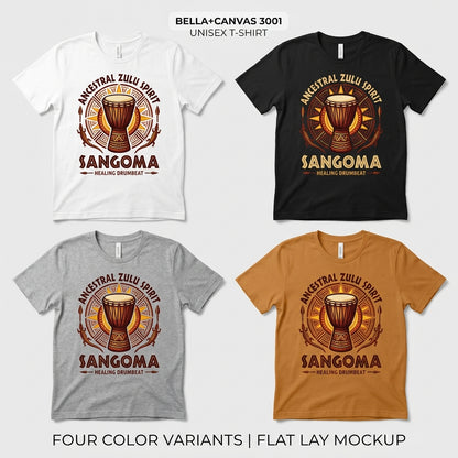 Ancestral Zulu Spirit — Sangoma's Healing Drumbeat Tee — design 2