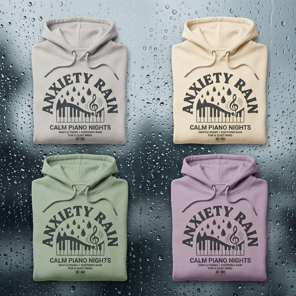 Calm Piano Nights — Anxiety Rain Hoodie — design 2