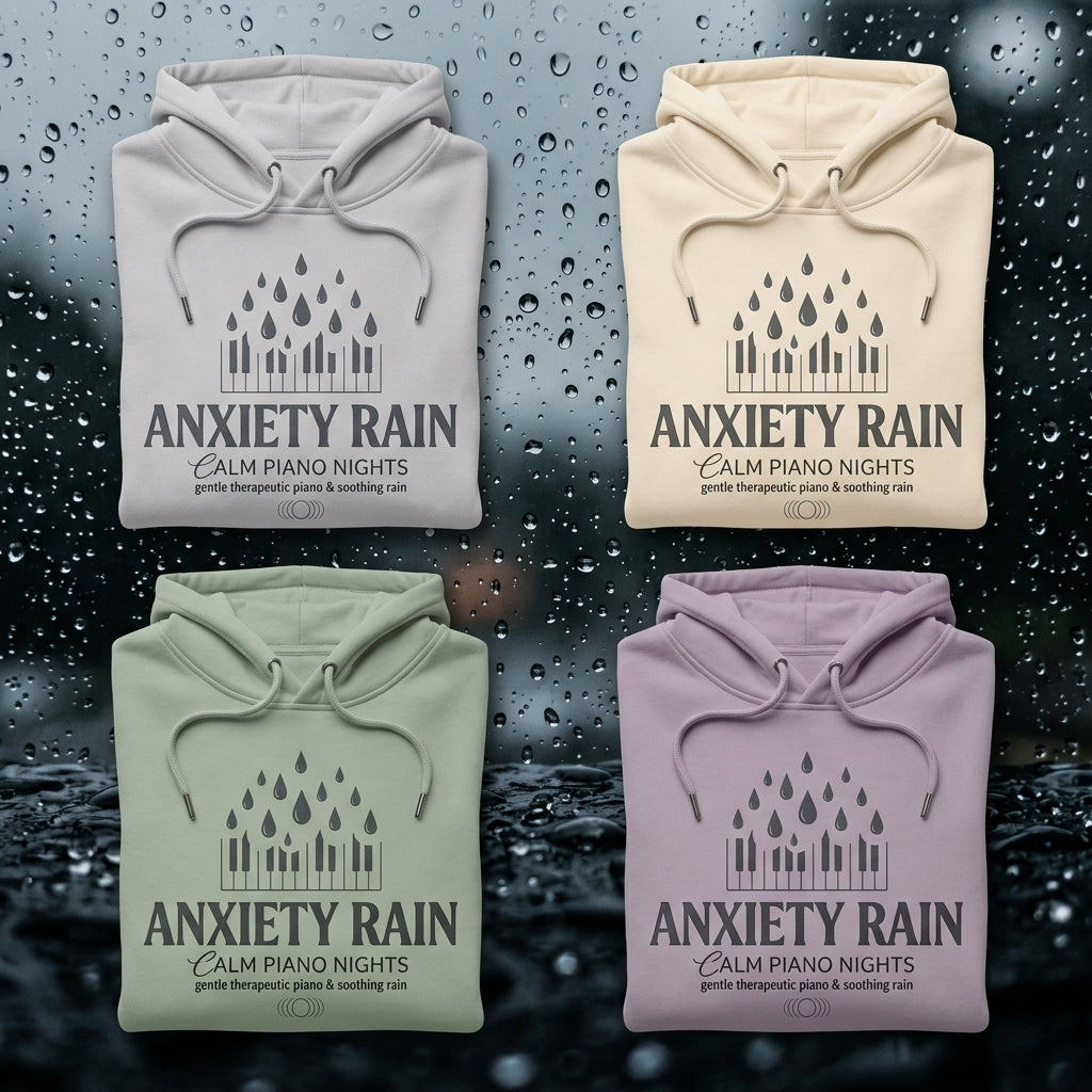Calm Piano Nights — Anxiety Rain Hoodie — design 3