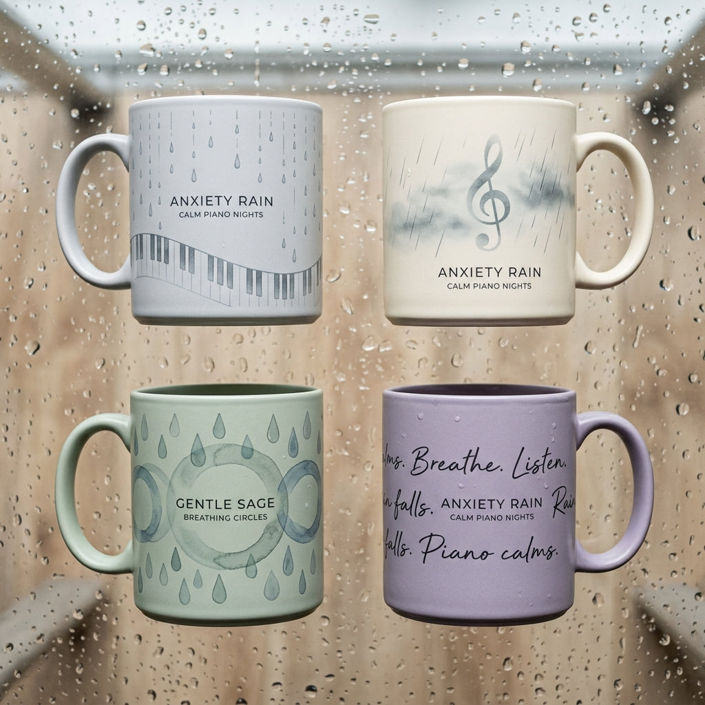 Calm Piano Nights — Anxiety Rain Mug — design 2