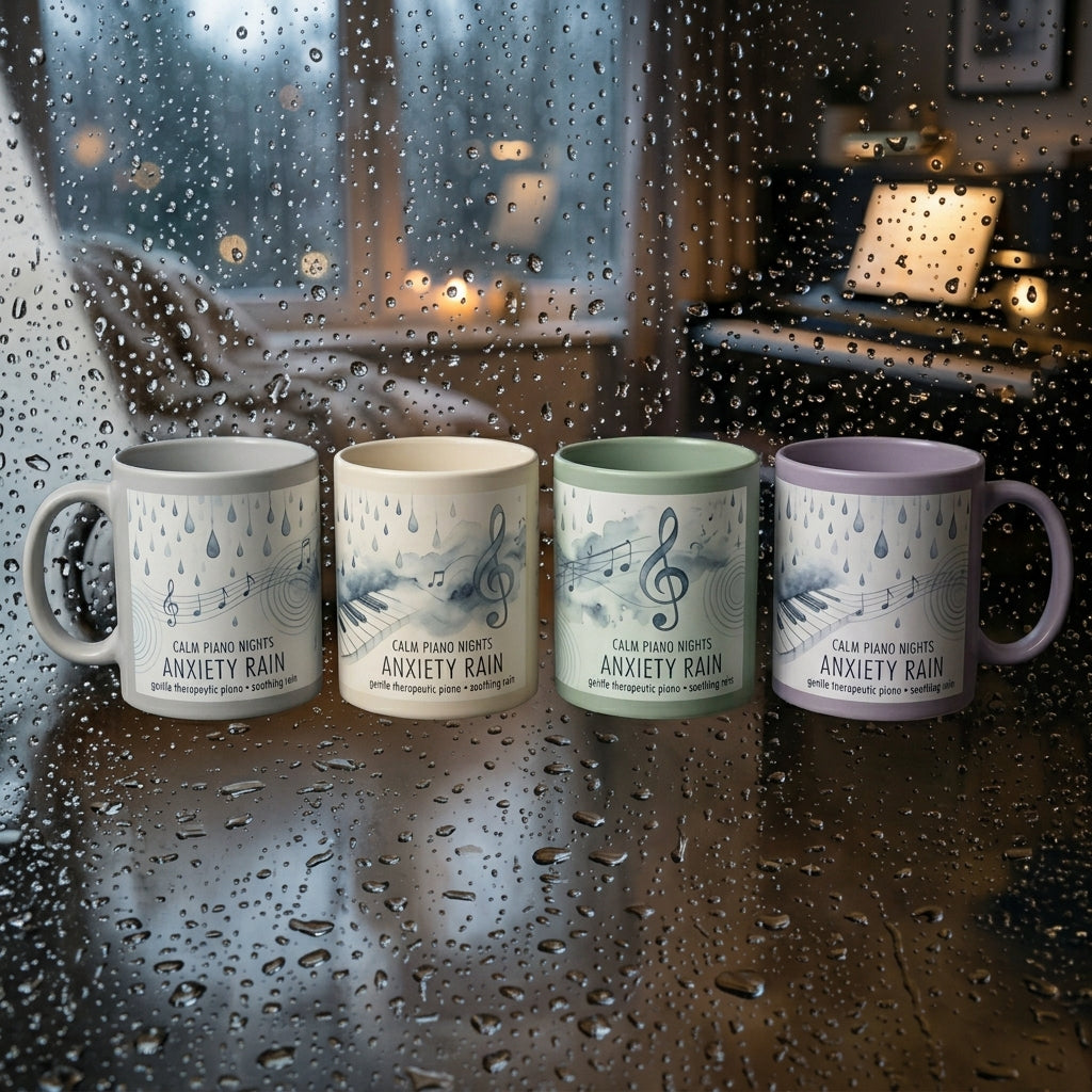 Calm Piano Nights — Anxiety Rain Mug — design 3