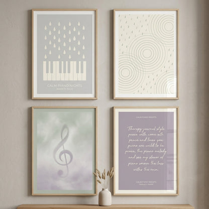 Calm Piano Nights — Anxiety Rain Poster — design 1