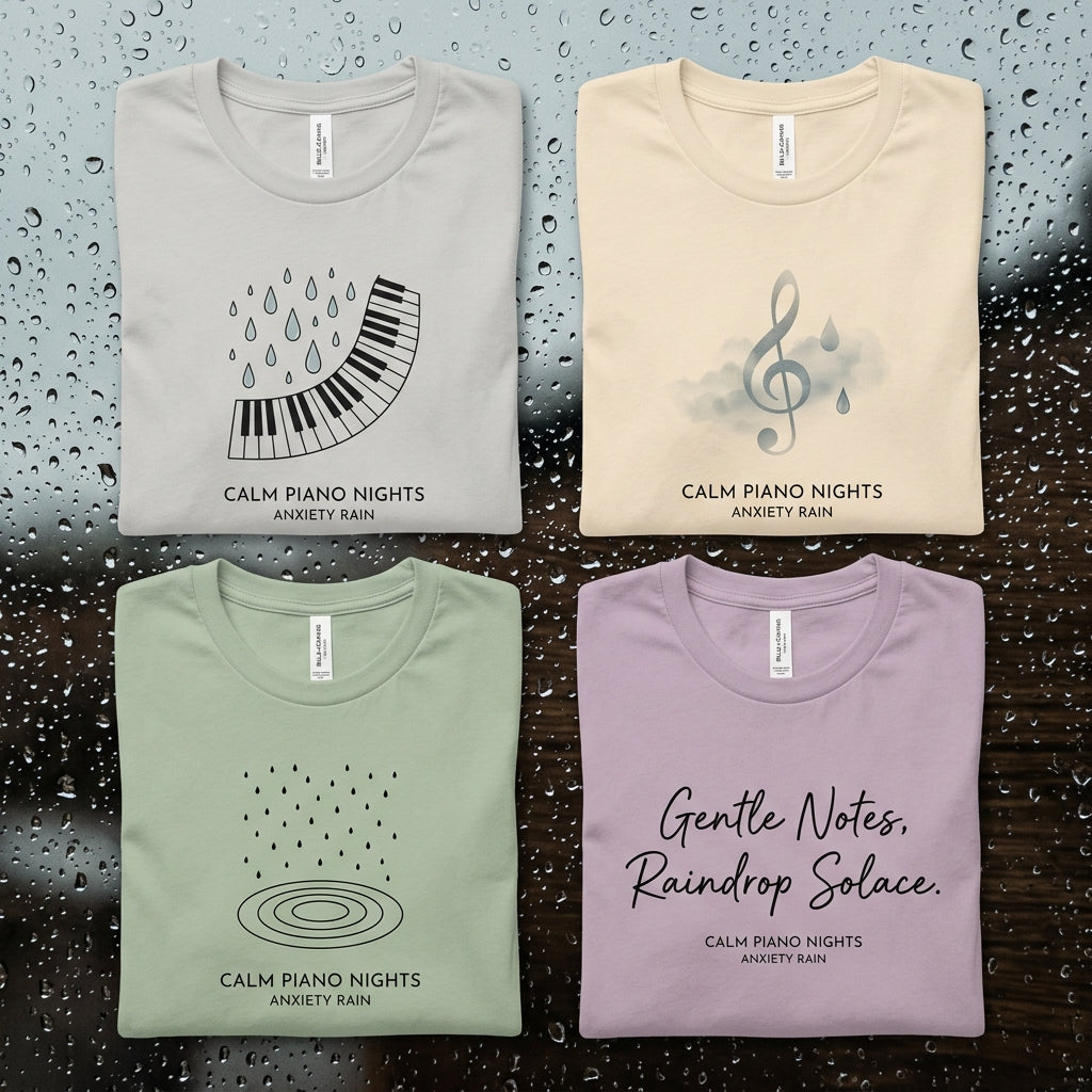 Calm Piano Nights — Anxiety Rain Tee — design 3