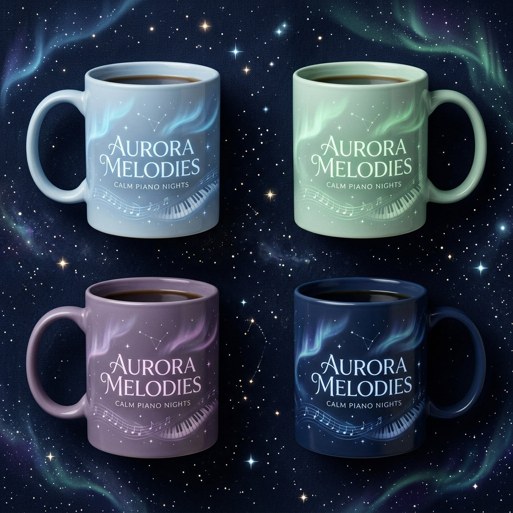 Calm Piano Nights — Aurora Melodies Mug — design 1