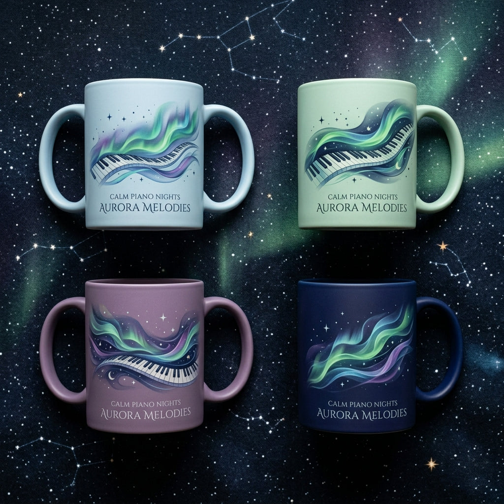Calm Piano Nights — Aurora Melodies Mug — design 2