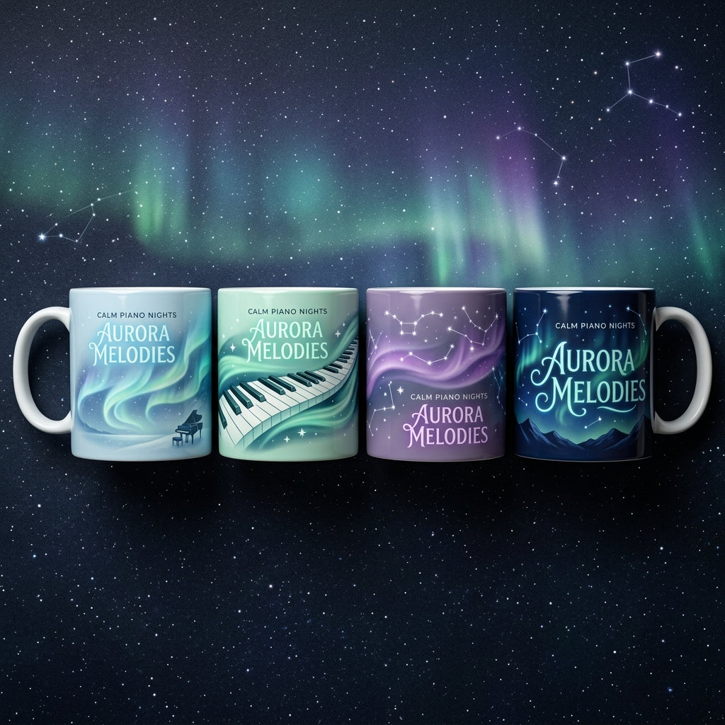 Calm Piano Nights — Aurora Melodies Mug — design 3