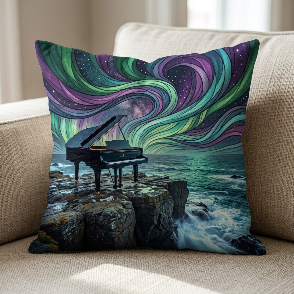 Calm Piano Nights — Aurora Melodies Pillow mockup