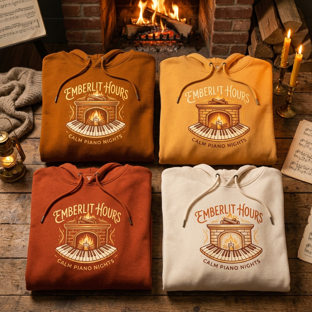 Calm Piano Nights — Emberlit Hours Hoodie — design 3