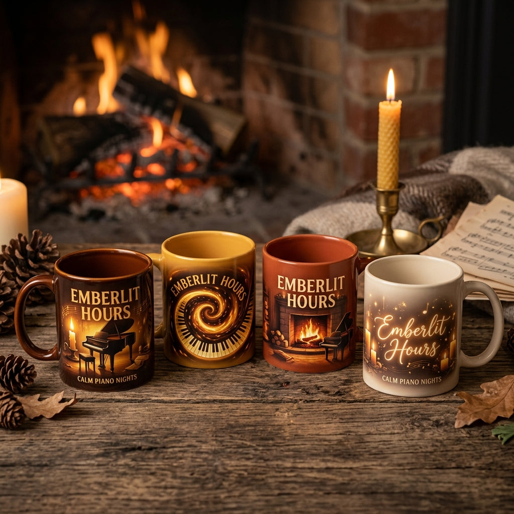 Calm Piano Nights — Emberlit Hours Mug — design 2