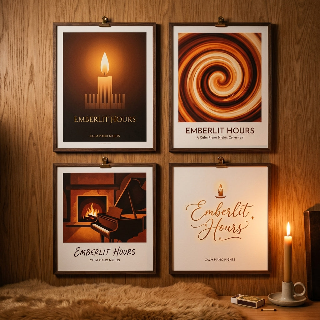 Calm Piano Nights — Emberlit Hours Poster — design 2