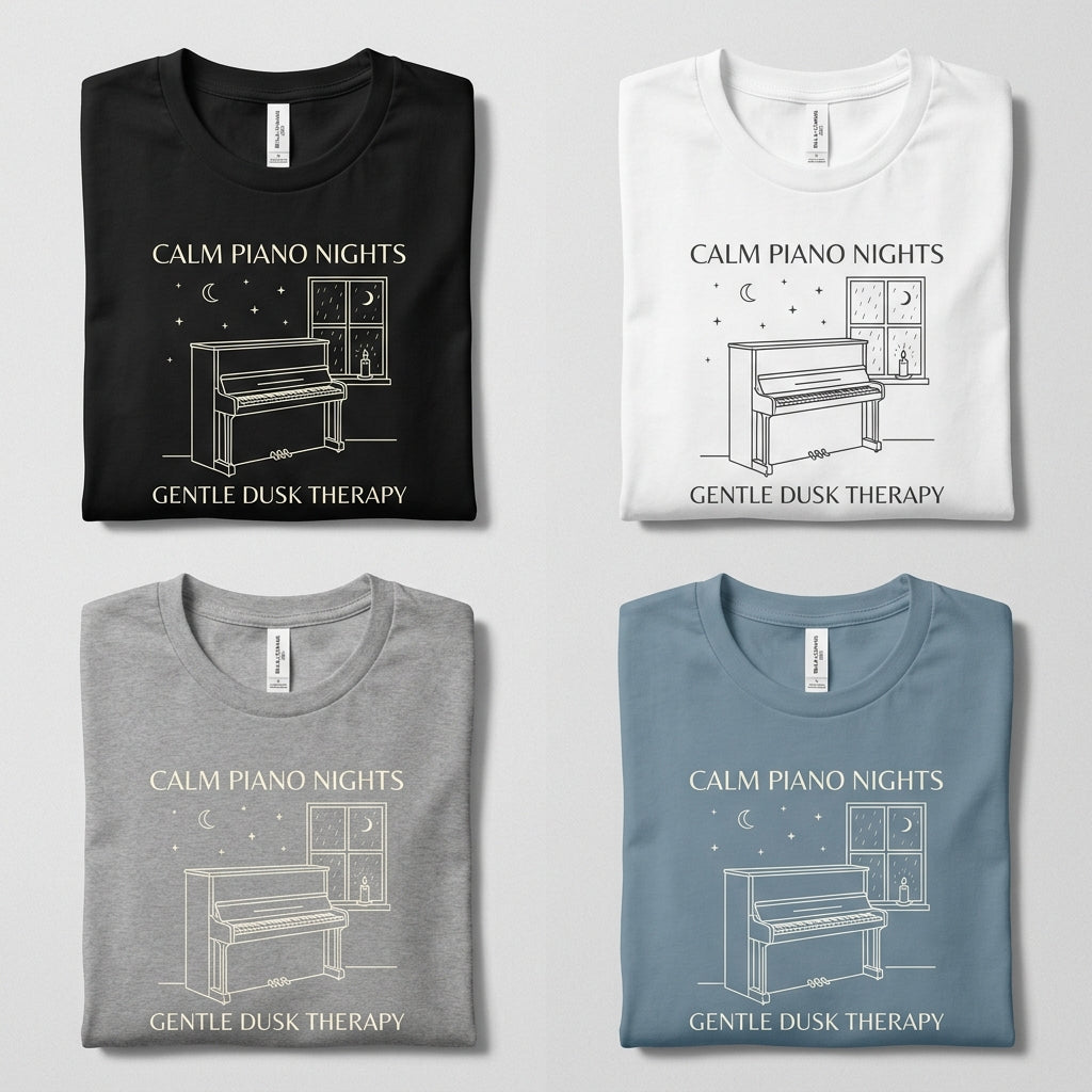 Calm Piano Nights — Gentle Dusk Therapy Tee — design 1
