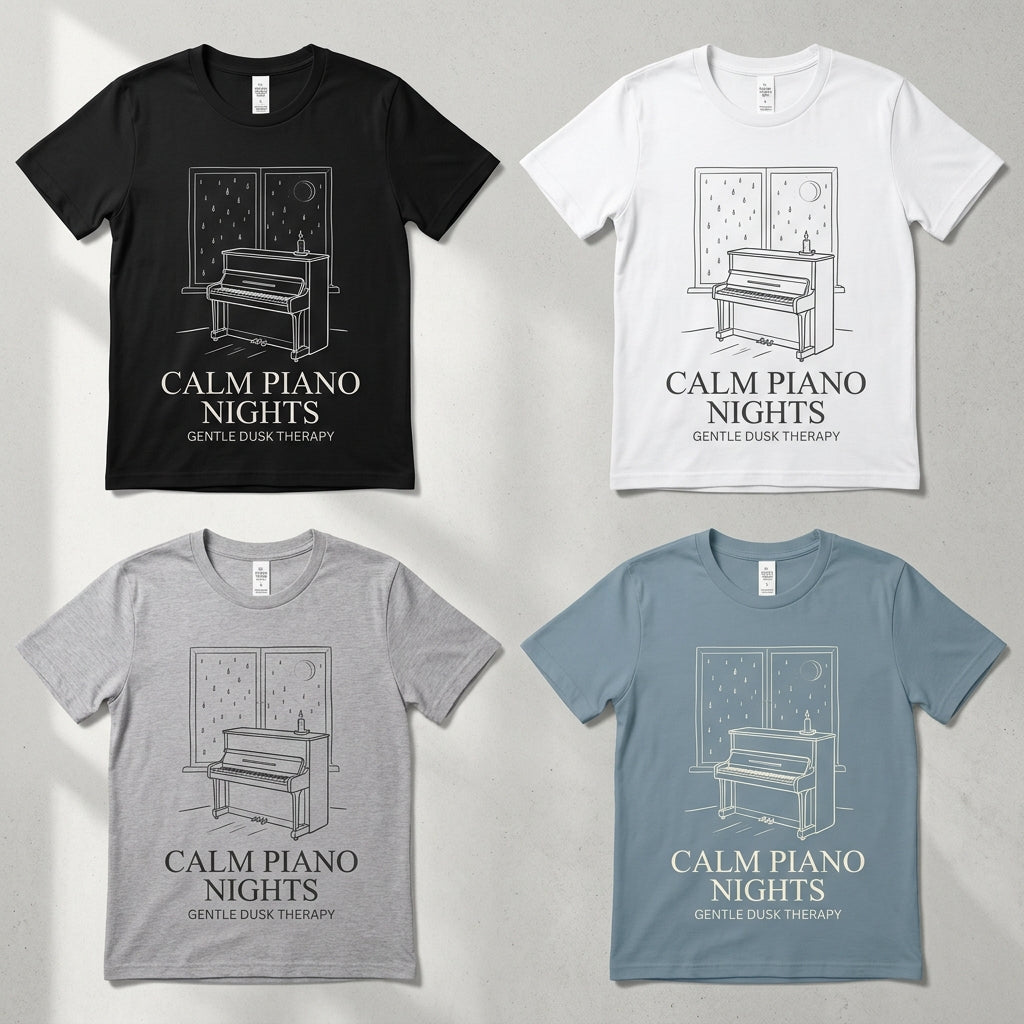 Calm Piano Nights — Gentle Dusk Therapy Tee — design 3