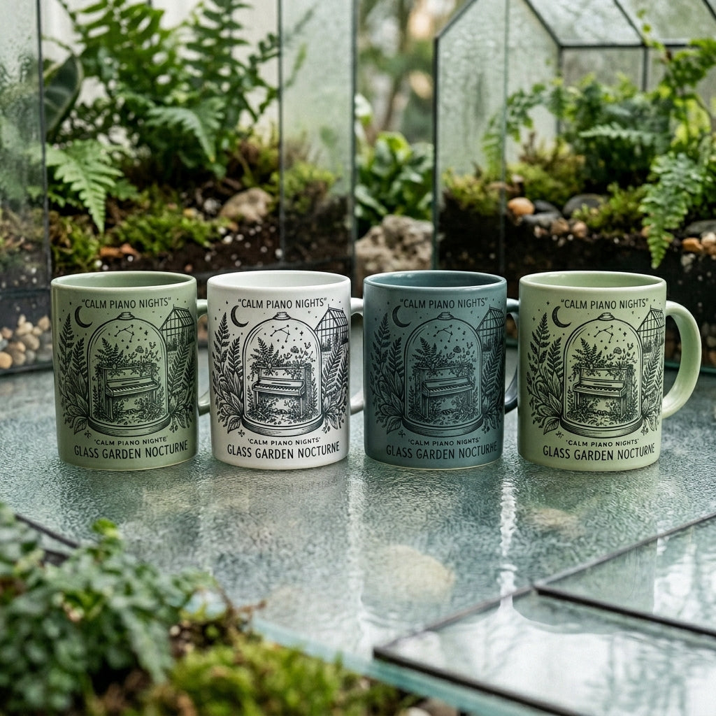 Calm Piano Nights — Glass Garden Nocturne Mug mockup