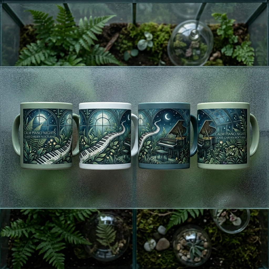 Calm Piano Nights — Glass Garden Nocturne Mug — design 2