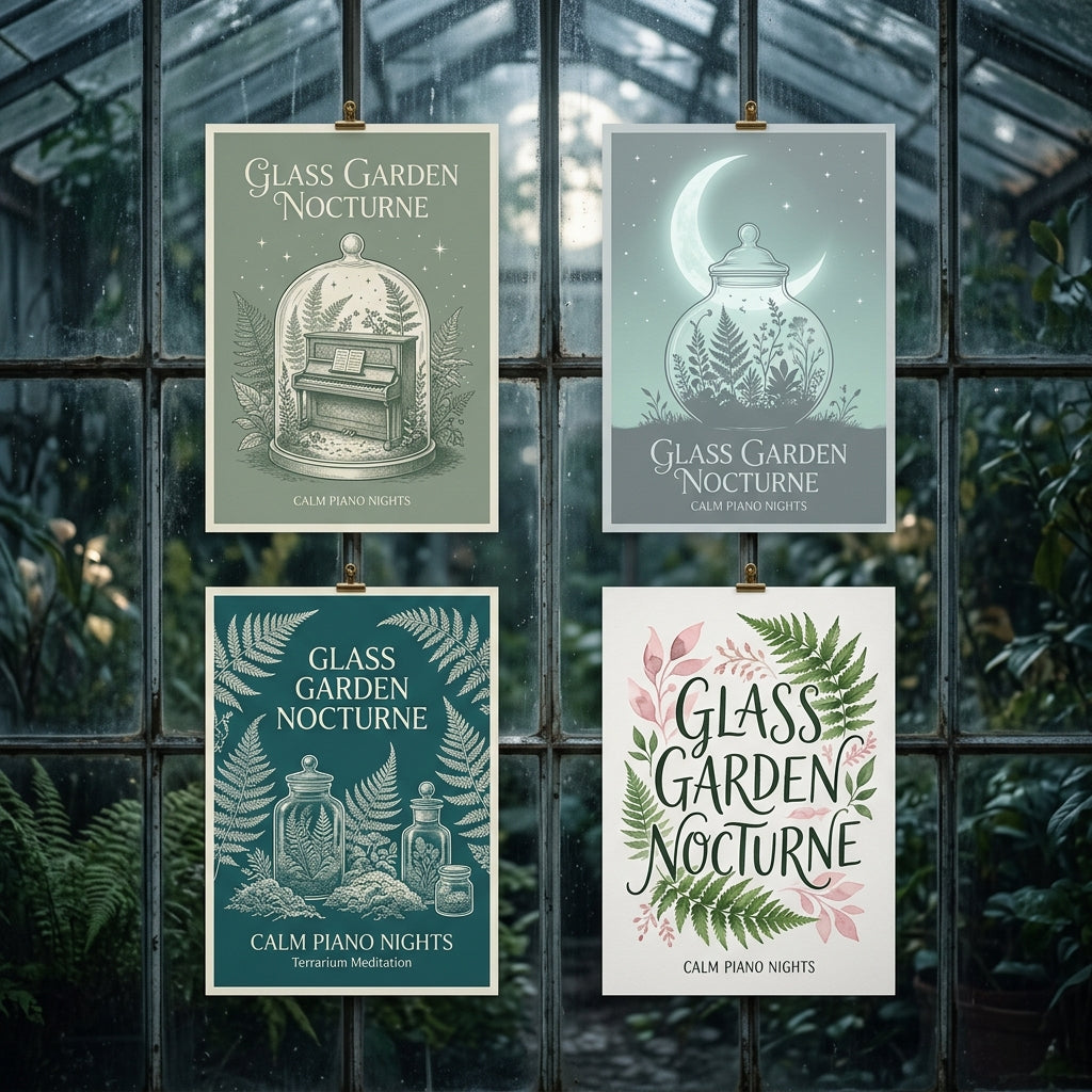 Calm Piano Nights — Glass Garden Nocturne Poster — design 2