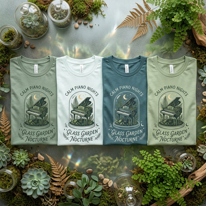 Calm Piano Nights — Glass Garden Nocturne Tee — design 3