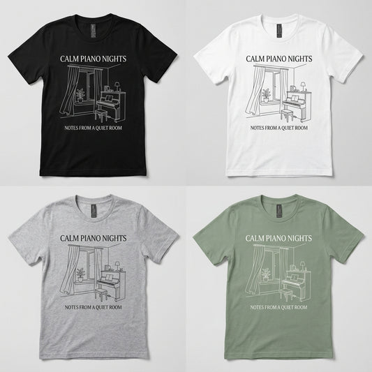 Calm Piano Nights — Notes from a Quiet Room Tee — design 1