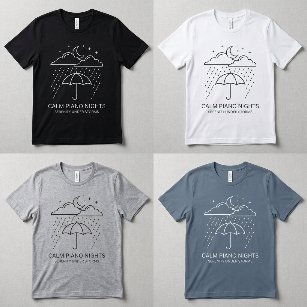 Calm Piano Nights — Serenity Under Storms Tee — design 2
