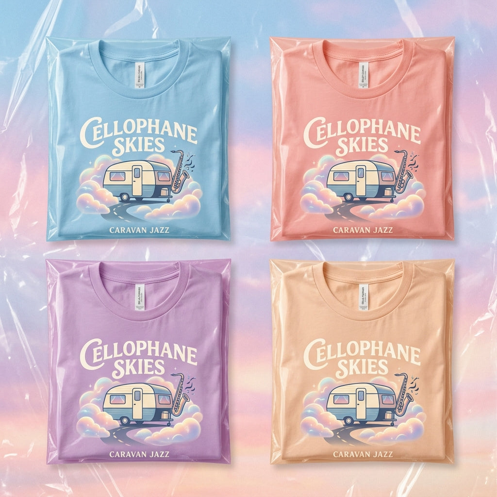 Caravan Jazz — Cellophane Skies Tee — design 2