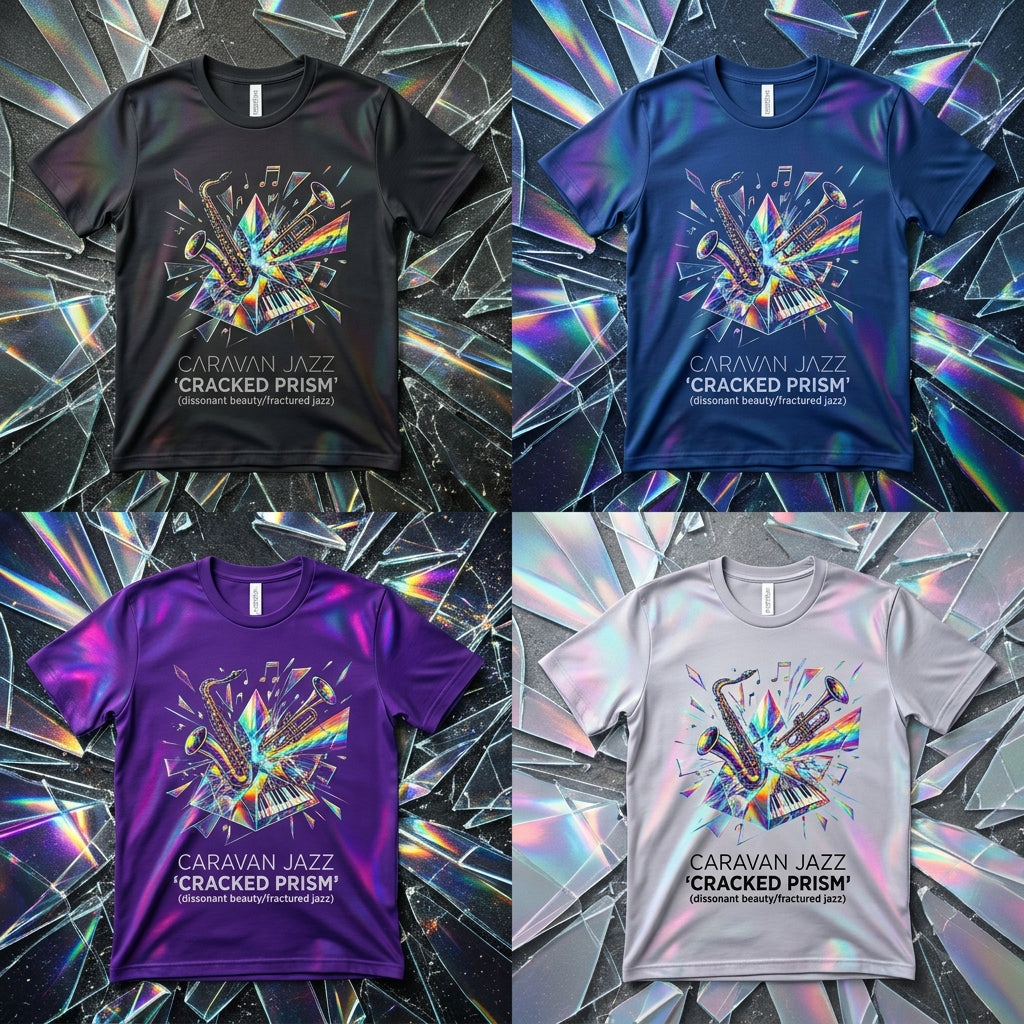 Caravan Jazz — Cracked Prism Tee mockup