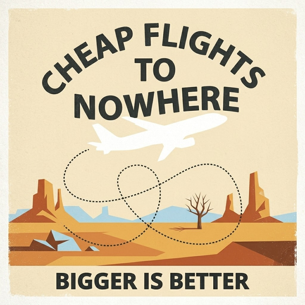 Cheap Flights to Nowhere — Bigger Is Better Poster — design 1