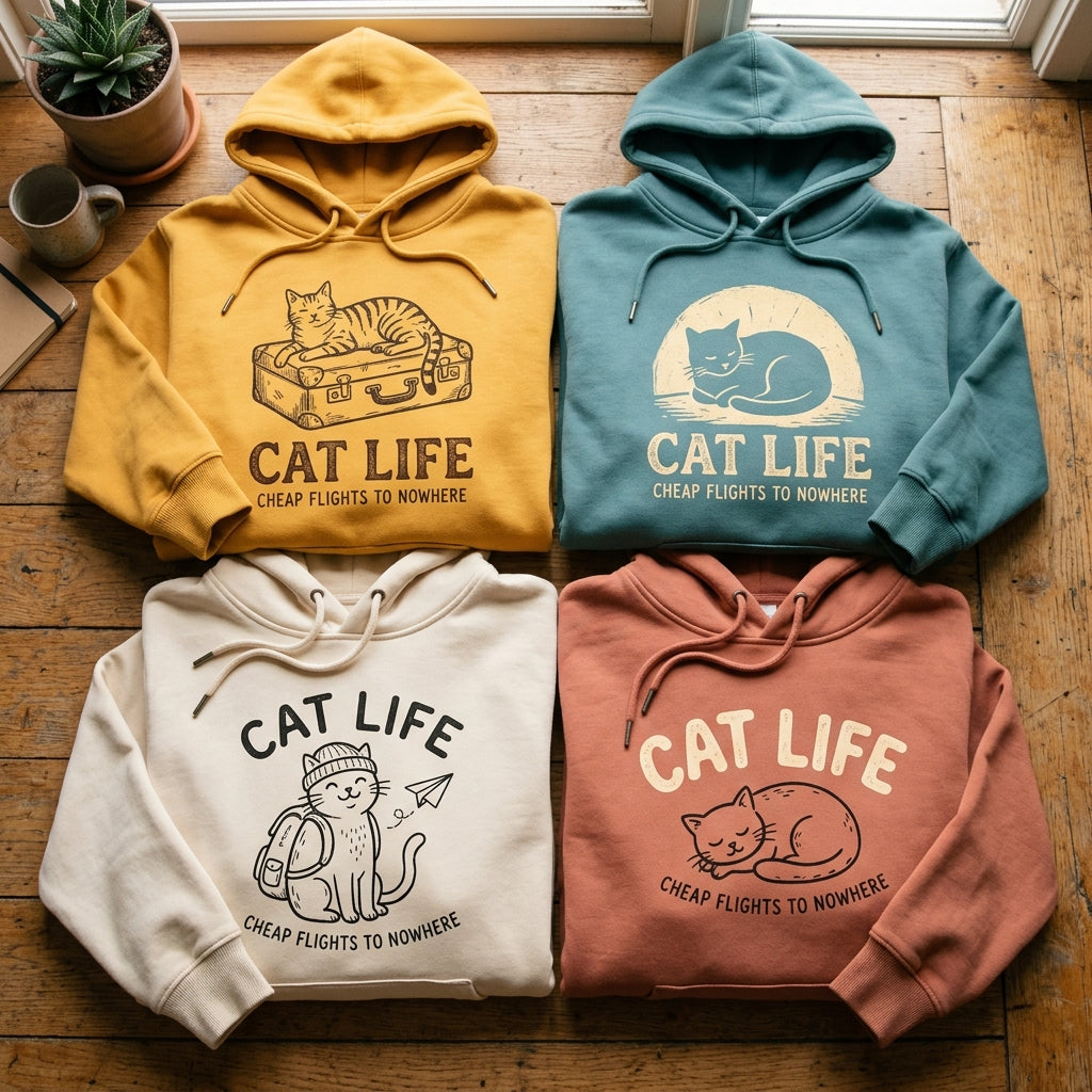 Cheap Flights to Nowhere — Cat Life Hoodie — design 1