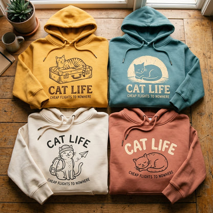 Cheap Flights to Nowhere — Cat Life Hoodie — design 1